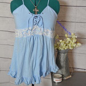 Rose Gal adjustable tank top with lace accent